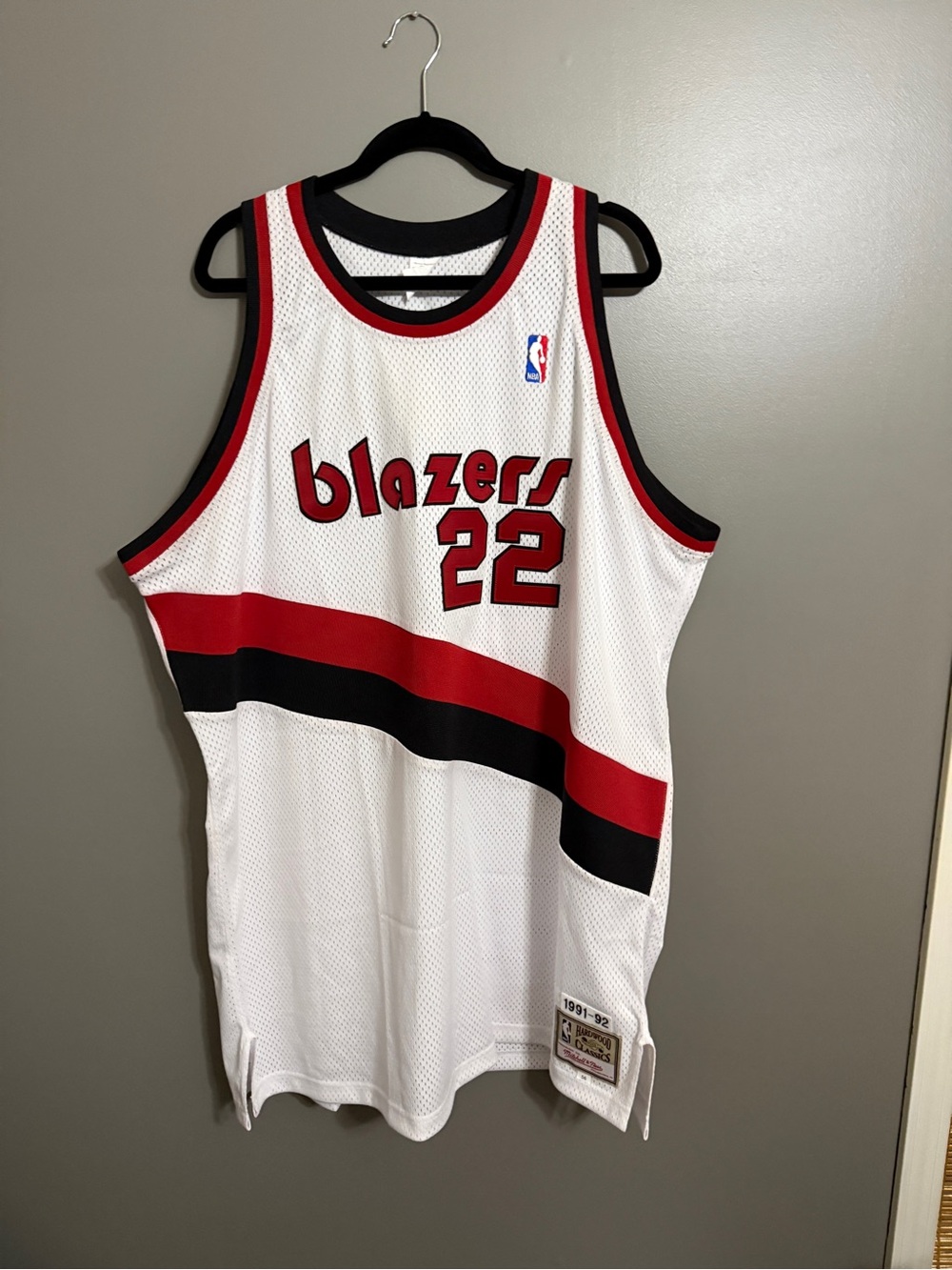 Mitchell & Ness Portland Blazers White Red Black #22 Jersey